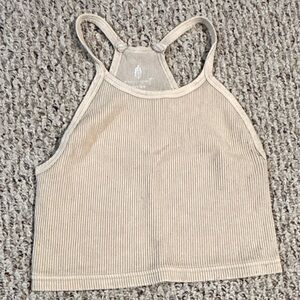 FP Movement by Free People Beige Ribbed Crop Top